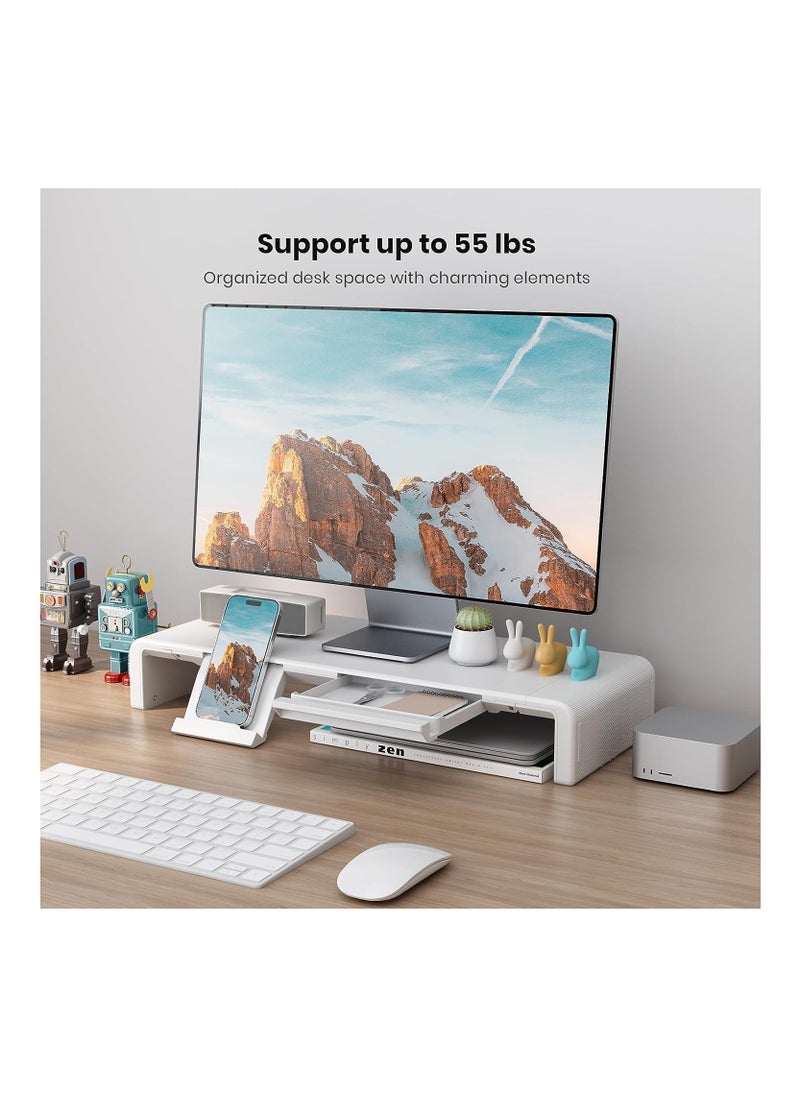 Monitor Stand Riser, Foldable Computer Monitor Riser,Height Adjustable Computer Stand, Desk Shelf Riser with Storage Drawer  (White) - pzsku/ZA6022DB24E295D10585FZ/45/_/1716971226/a4764e5e-6d14-4567-9bc8-16025af0de97