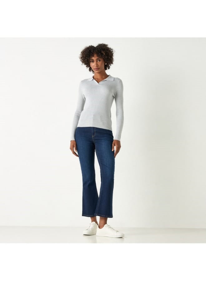 2Xtremz 2Xtremz Ribbed Sweater with Long Sleeves and Collared Neckline  - Image 2