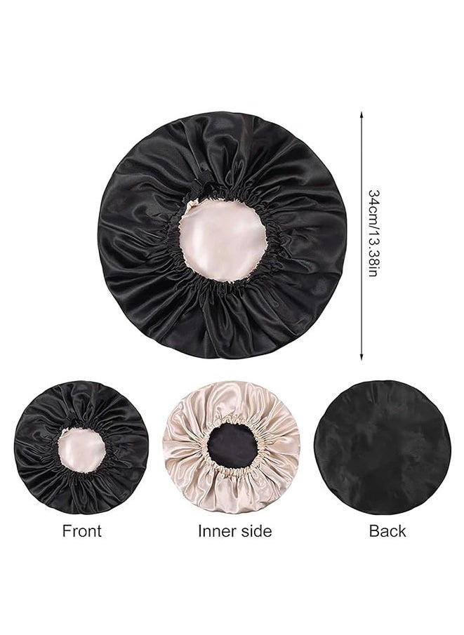 Muyixin - Satin Bonnet Sleep Cap Double Layer Adjustable Bonnet Cap With Elastic Band, 2PCS - Image 1