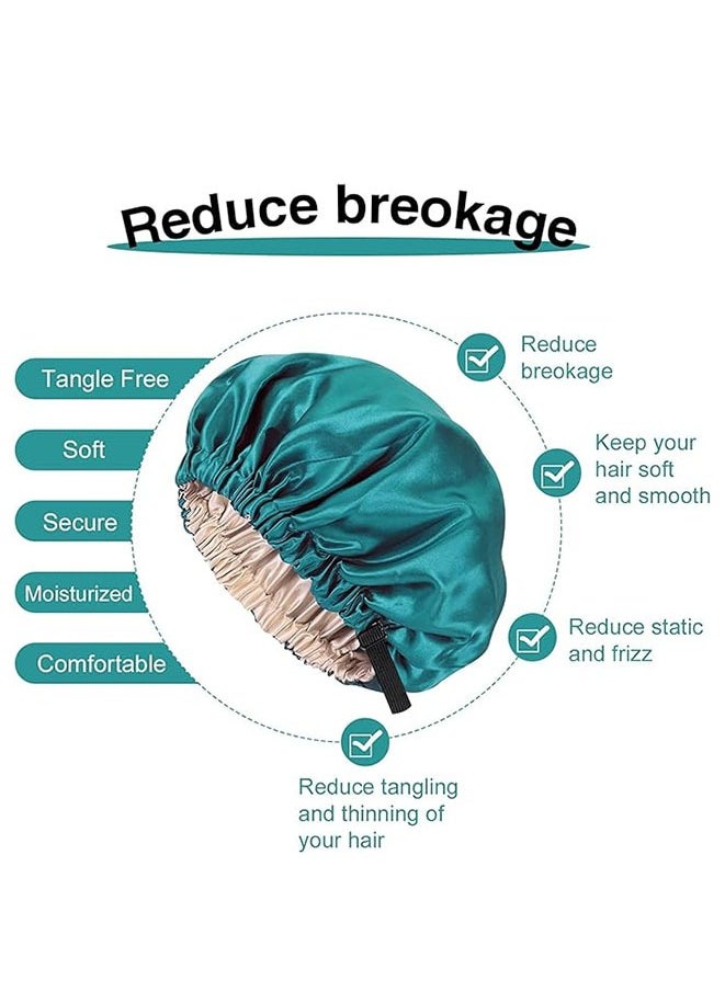 Muyixin - Satin Bonnet Sleep Cap Double Layer Adjustable Bonnet Cap With Elastic Band, 2PCS - Image 1