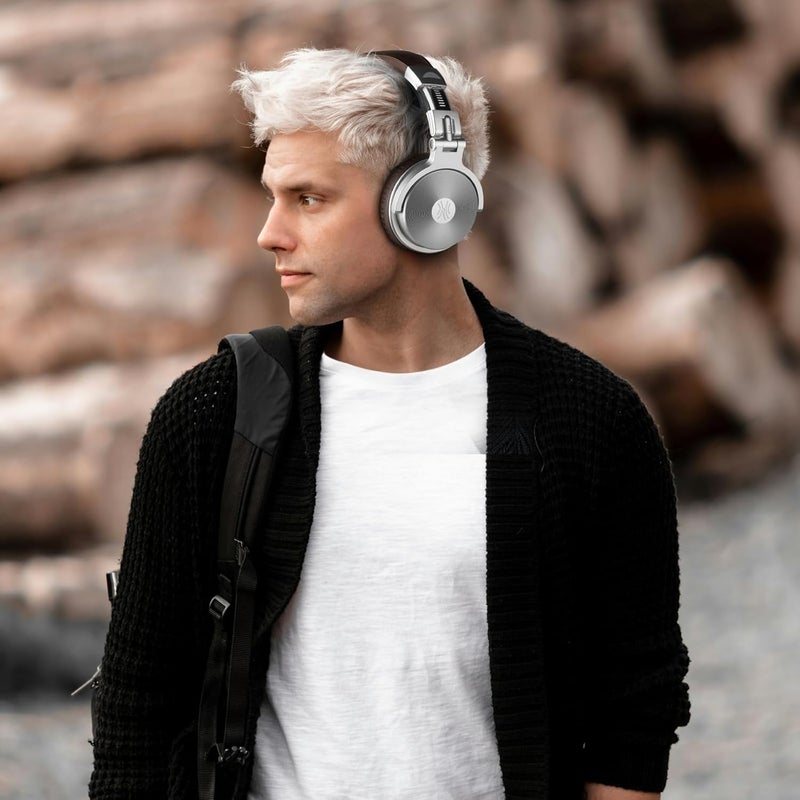 OneOdio Flexible purchase choices Bluetooth Over Ear Headphones, 110 Hrs Wireless/Wired Stereo Sound Foldable Headsets with Deep Bass 50mm Neodymium Drivers for PC/Phone/Tablet - Studio Wireless Pro C, Silver Experience optimized build - Image 4