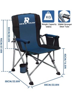 Rock Pow Outdoor Portable Camping Chair Lightweight Folding Camping Chair Heavy Duty Support 145KG High Back Padded Lawn Chair with Arm Rest Cup Holder and Portable Carrying Bag  - Image 3
