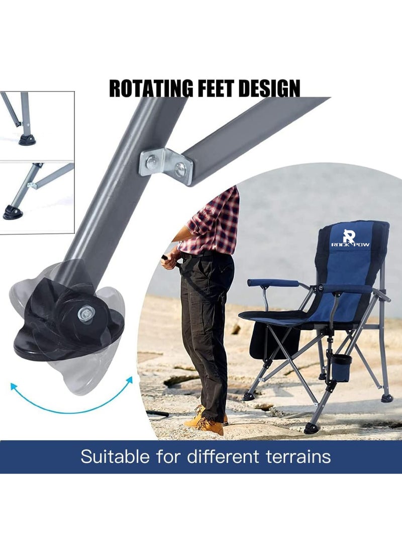 Rock Pow - Outdoor Portable Camping Chair Lightweight Folding Camping Chair Heavy Duty Support 145KG High Back Padded Lawn Chair with Arm Rest Cup Holder and Portable Carrying Bag - Image 1