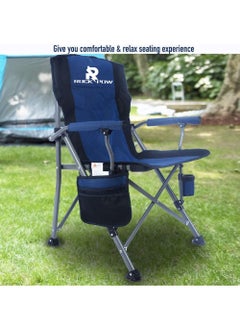 Rock Pow Outdoor Portable Camping Chair Lightweight Folding Camping Chair Heavy Duty Support 145KG High Back Padded Lawn Chair with Arm Rest Cup Holder and Portable Carrying Bag  - Image 2
