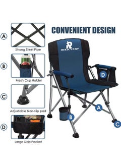 Rock Pow Outdoor Portable Camping Chair Lightweight Folding Camping Chair Heavy Duty Support 145KG High Back Padded Lawn Chair with Arm Rest Cup Holder and Portable Carrying Bag  - Image 5