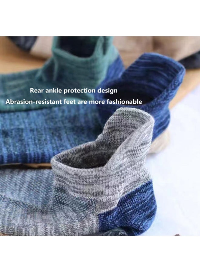 Men's Low Cut Athletic Socks, Moisture Wicking Cotton Blend, Non-Slip Ankle Protection, 5 Pairs, Assorted Colors - Image 5