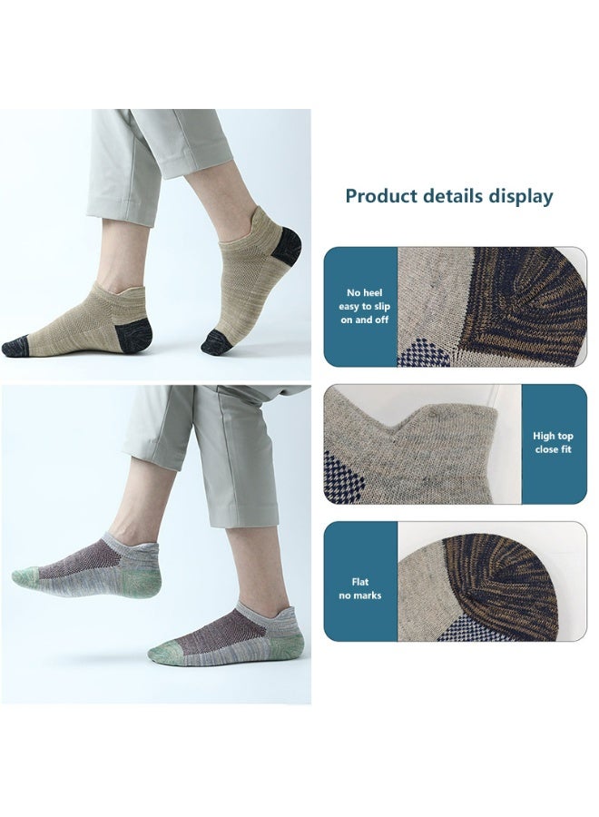 Men's Low Cut Athletic Socks, Moisture Wicking Cotton Blend, Non-Slip Ankle Protection, 5 Pairs, Assorted Colors - Image 4