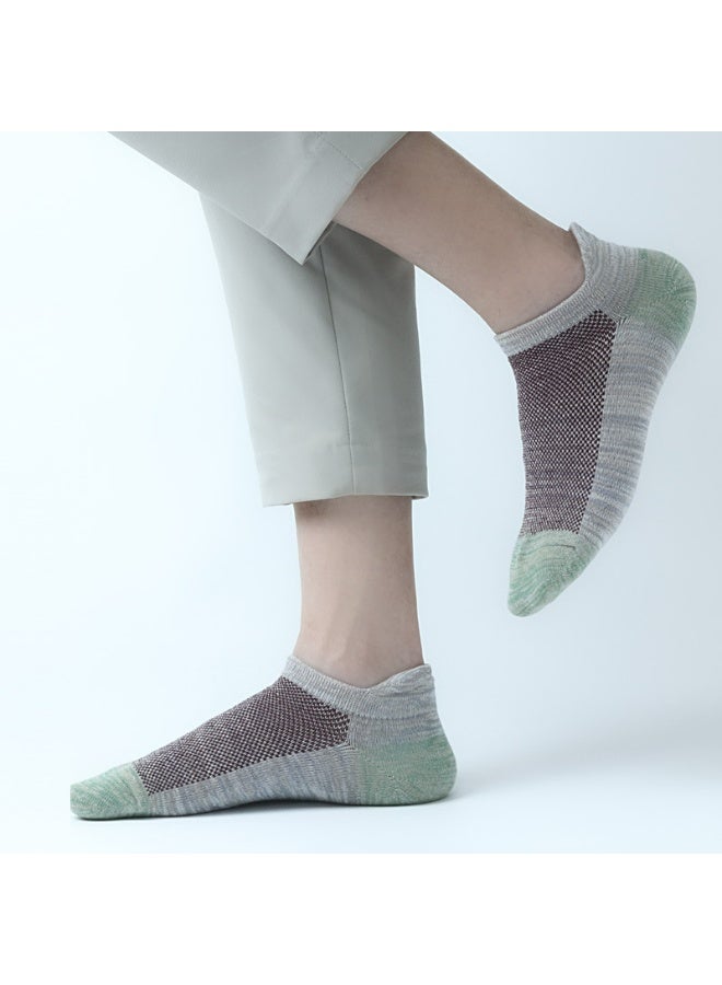 Men's Low Cut Athletic Socks, Moisture Wicking Cotton Blend, Non-Slip Ankle Protection, 5 Pairs, Assorted Colors - Image 2