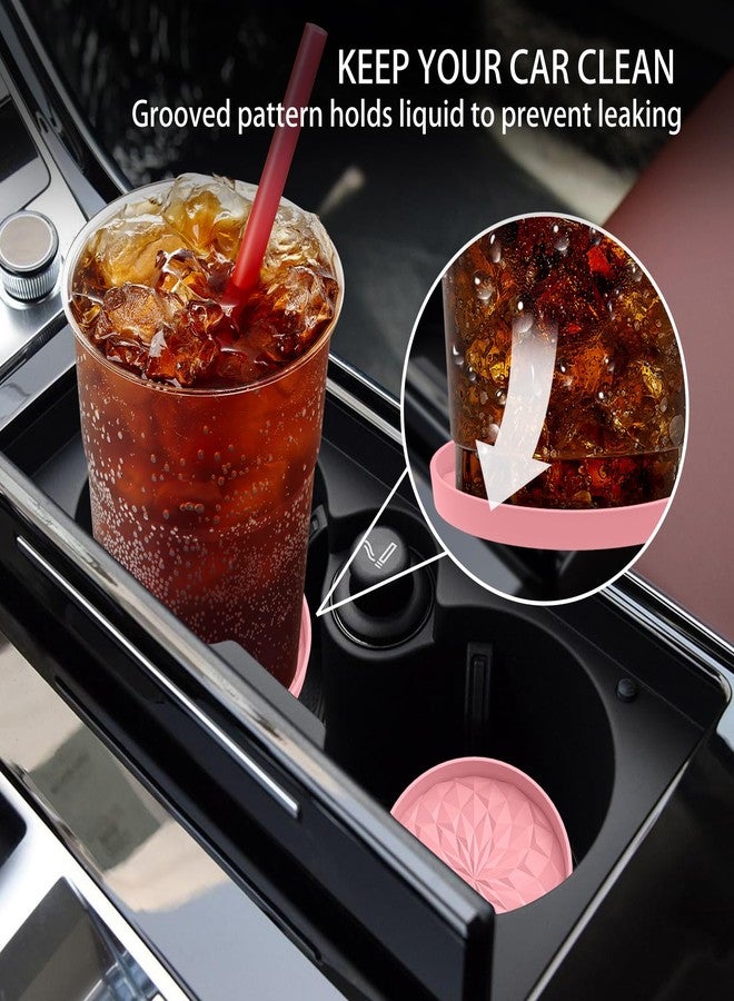 ME.FAN Car Coaster for Cup Holders, 4 Pack Silicone Cups Mats, 2.75In Coasters Universal Non-Slip Recessed Car Interior Accessories Pink - Image 3