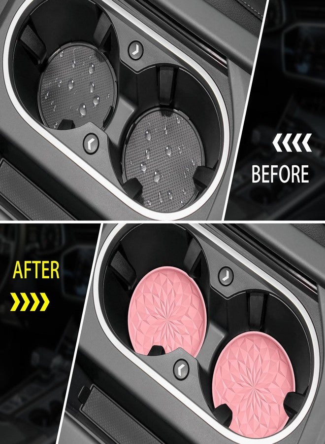 ME.FAN Car Coaster for Cup Holders, 4 Pack Silicone Cups Mats, 2.75In Coasters Universal Non-Slip Recessed Car Interior Accessories Pink - Image 4