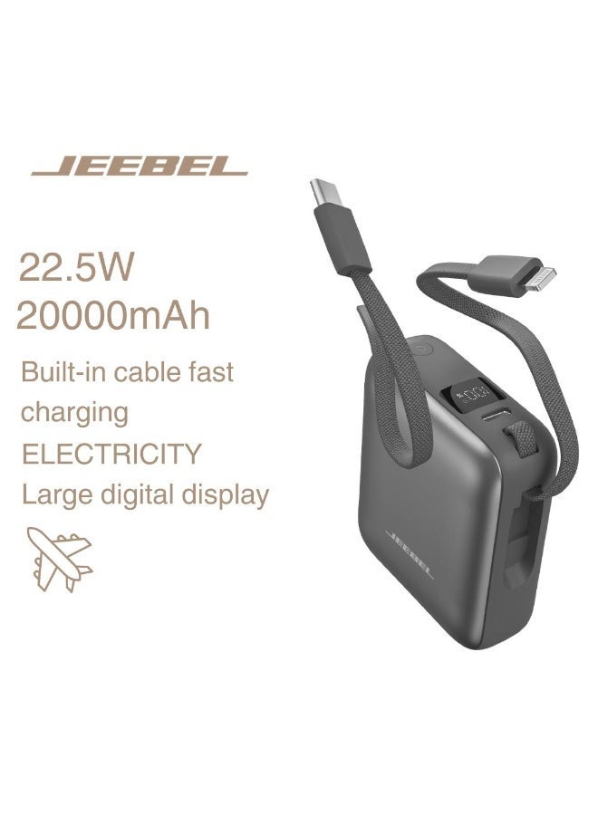 JEEBEL 20000mAh Power Bank, 22.5W Fast Charging, Built-in Cable - Image 1
