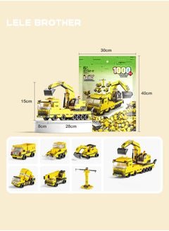LELE BROTHER 6-in-1 Engineering Vehicles Building Blocks Set, Construction Team Building Toys, Excavator/Dump Truck/Loader/Forklift/Crane Toy Set, STEM Learning Building Blocks Set, Ideal Gifts for Kids Age 6+ Year Old (1000 PCS)  - Image 2