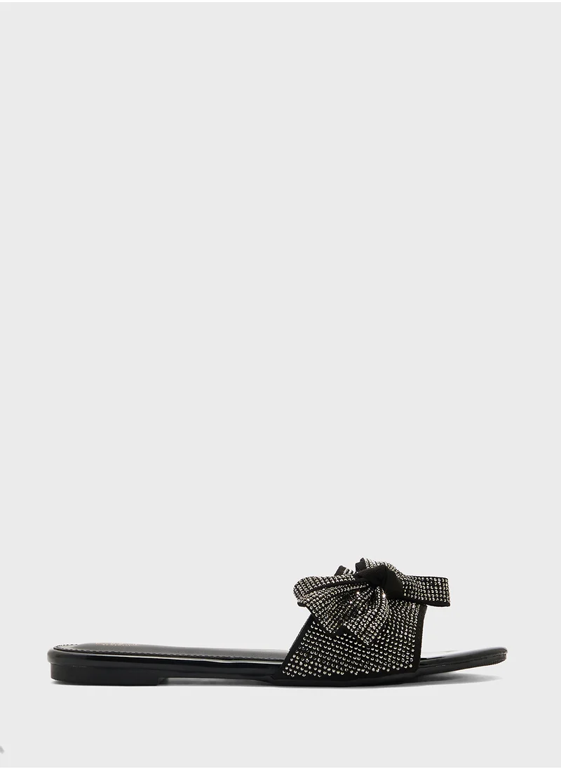 ELLA Pointed Flat Sandal With Bow
