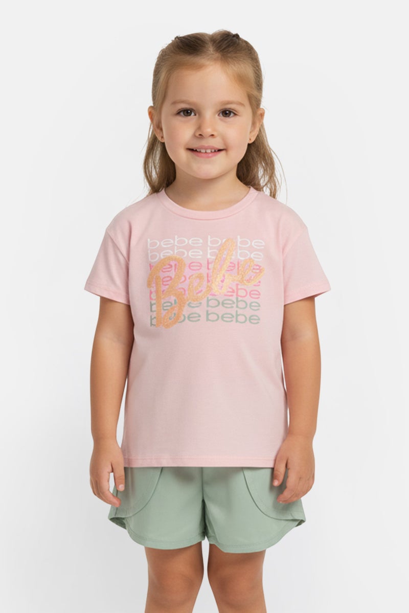 bebe Toddlers Girl 2 Pieces Graphic Print Top And Shorts Set, Multicolor - Image 1