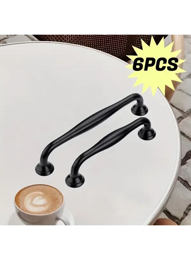 6 Pieces Black Metal Cabinet Handles 96mm Hole Spacing Easy Install Durable Stylish - Image 1