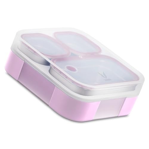 VAYA Tydbyt Tiffin Box for Women Stainless Steel, 3 Steel Containers & Lids, Lunch Box for Kids Girls 3 Compartment, Organized Meals with No Mix-Ups, Bento Box, Lilac Love - Image 1