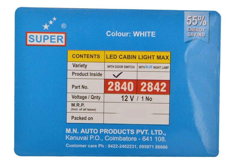 Super 2840 interior LED Cabin light for Car -White with Switch (12V) - Image 3