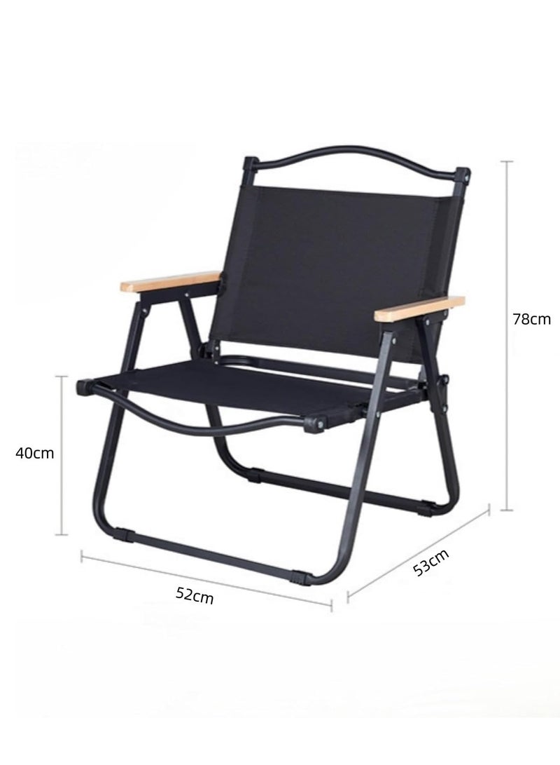 JOGAMS Folding Camping Chair Ultralight Aluminum Outdoor Beach Chair with Solid Wood Armrest Portable Collapsible Fishing Chair for Hiking Lawn Picnic - Image 3