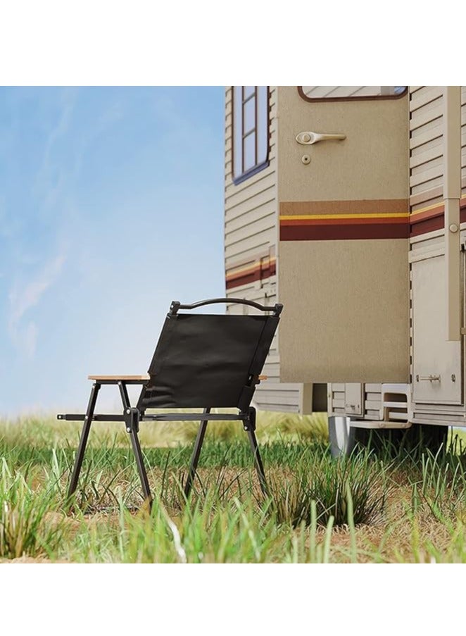JOGAMS Folding Camping Chair Ultralight Aluminum Outdoor Beach Chair with Solid Wood Armrest Portable Collapsible Fishing Chair for Hiking Lawn Picnic - Image 4