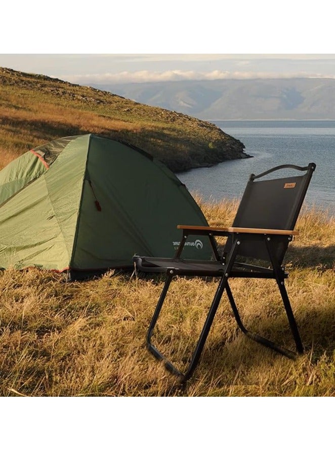 JOGAMS Folding Camping Chair Ultralight Aluminum Outdoor Beach Chair with Solid Wood Armrest Portable Collapsible Fishing Chair for Hiking Lawn Picnic - Image 5