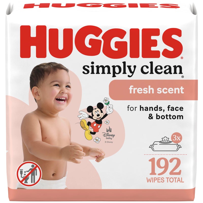 Huggies Simply Clean Fresh Scent Baby Wipes, 3 Flip-Top Packs of 64 (192 Wipes Total), Packaging May Vary - Image 1