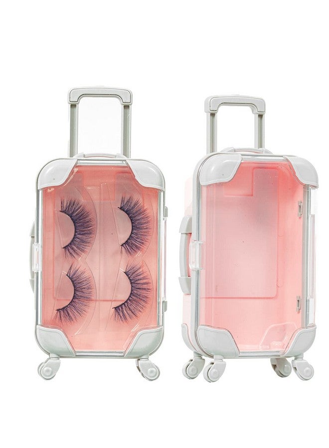 YiQiYi Fake Eyelash Organizer Case Eyelash Extension Mini Suitcase Lashes Organizer Packing Makeup Container Luaage Box For Women Travel 2 Eyelash Tray (Pink) - Image 1