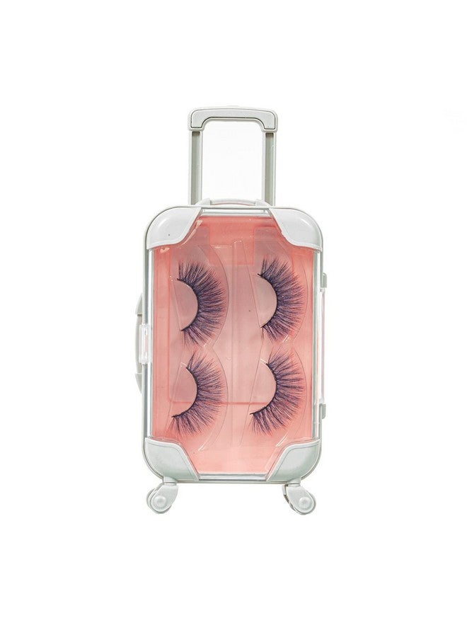 YiQiYi Fake Eyelash Organizer Case Eyelash Extension Mini Suitcase Lashes Organizer Packing Makeup Container Luaage Box For Women Travel 2 Eyelash Tray (Pink) - Image 2
