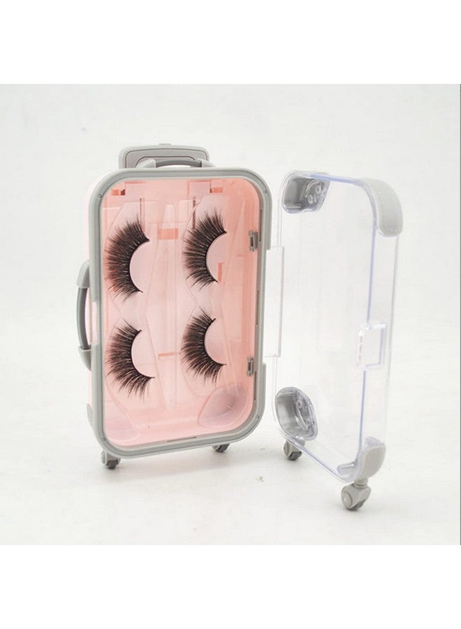 YiQiYi Fake Eyelash Organizer Case Eyelash Extension Mini Suitcase Lashes Organizer Packing Makeup Container Luaage Box For Women Travel 2 Eyelash Tray (Pink) - Image 4
