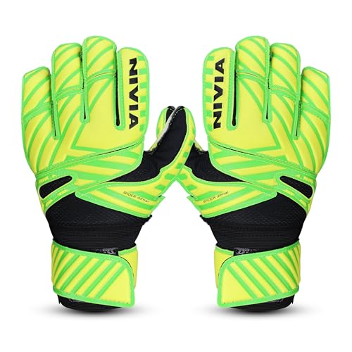 Nivia Spider Green Goalkeeper Gloves for Men & Women, Hyper Grip Latex Palm, Embossed Cushioned PVC Backhand, Positive Cut, Airculated Sweat Management Design, Green (Small) - Image 1