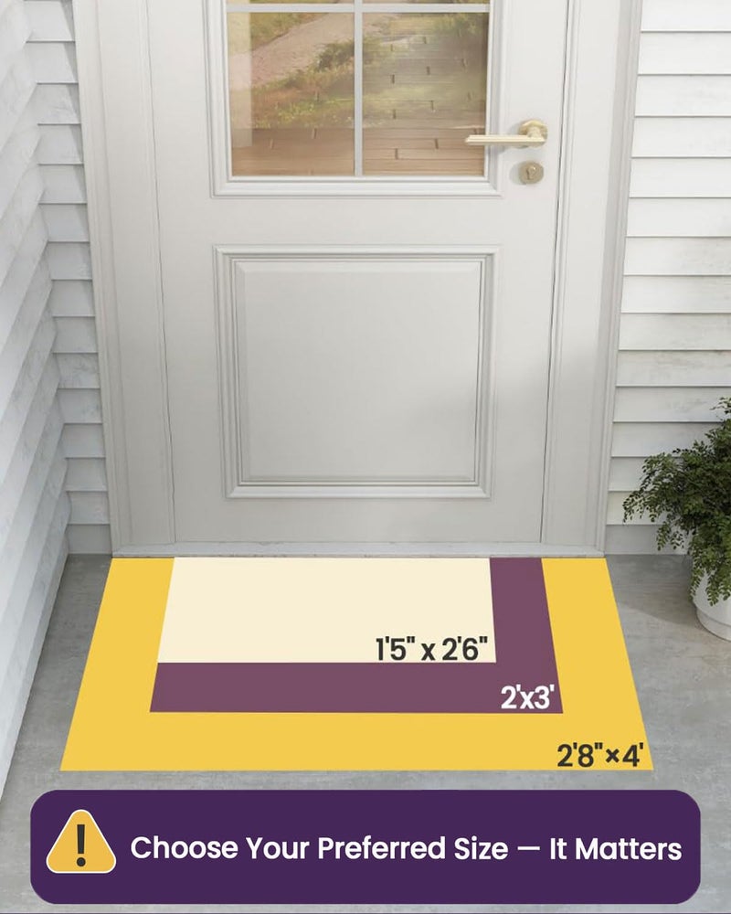 DEXI Front Door Mat Outside Entrance Welcome, Froral Entryway Doormat Dirt Trapper, Heavy Duty Non Slip Entry Mats for Patio Garage Porch Home Decorative, 17x30, Bee and Flower - Image 2