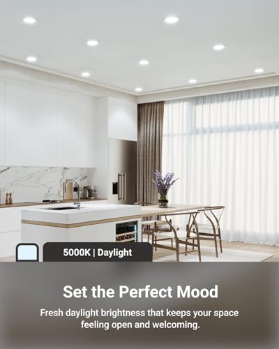 Sunco Lighting Sunco 6 Pack 4 Inch LED Recessed Lights, Slim Canless Ceiling Lighting, 650 LM, 10W (60W Equivalent), 5000K Daylight, Dimmable, Wafer Thin, Ultra Thin with Junction Box ETL - Image 3