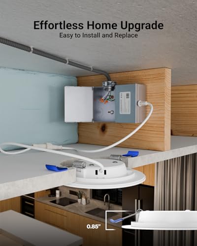 Sunco Lighting Sunco 6 Pack 4 Inch LED Recessed Lights, Slim Canless Ceiling Lighting, 650 LM, 10W (60W Equivalent), 5000K Daylight, Dimmable, Wafer Thin, Ultra Thin with Junction Box ETL - Image 4