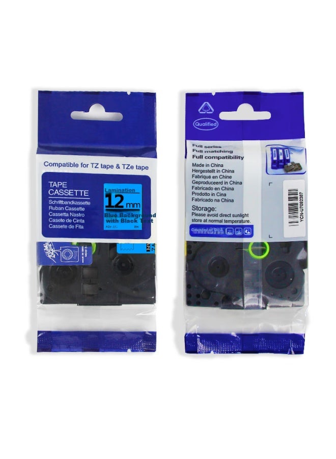Befon Label Printer Tape Non-adhesive Label Paper Tape 12mm Aze-531 Blue Background Black Text Tzc Tze Compatible With Brother Pt-e115b Pt-d210 Pt-p300bt - Image 3