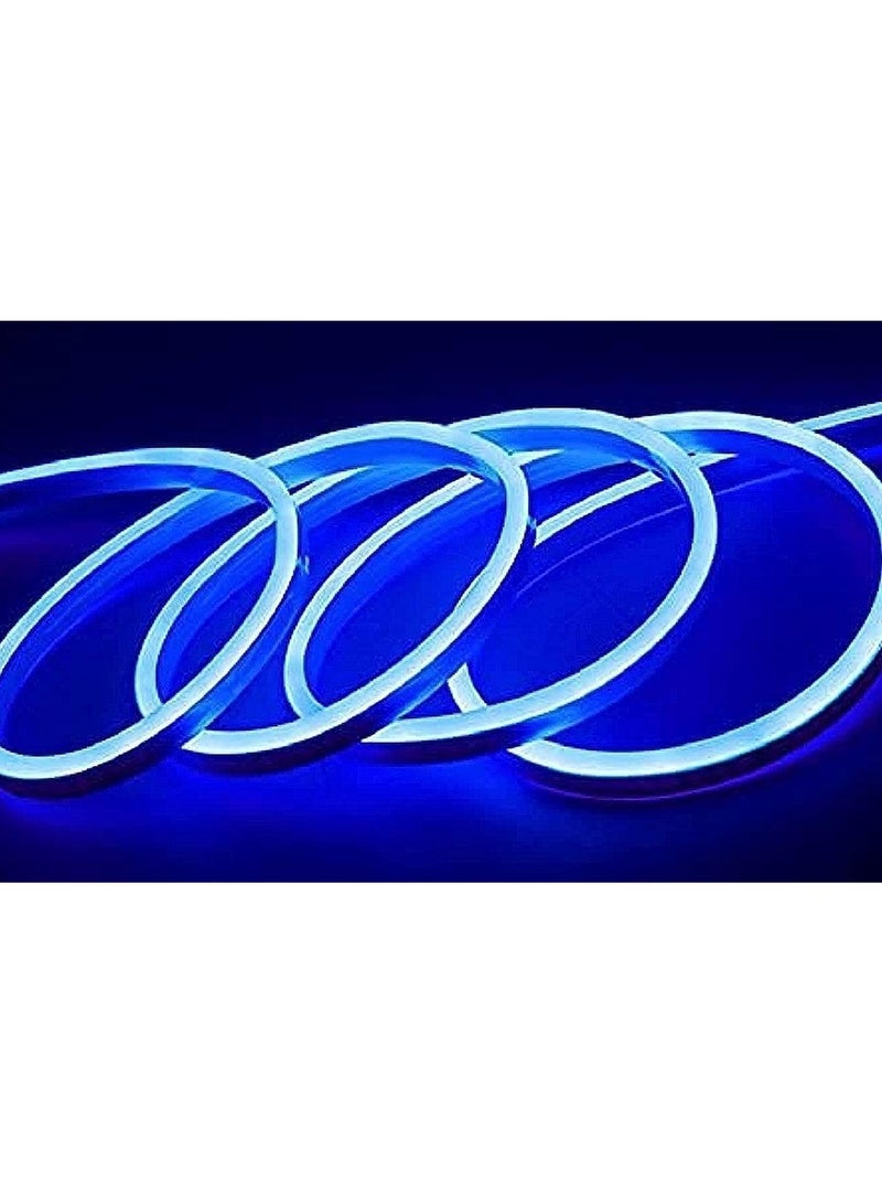 شريط اضاءة نيون مرن مقاوم للماء بتصنيف IP65 لمقاومة المياه والغبار مع محول لتزيين المنزل والمكتب وديوالي والكريسماس (ازرق - 10متر)، أكريليك مع الوصلة جاهز علي التركيب - Image 1