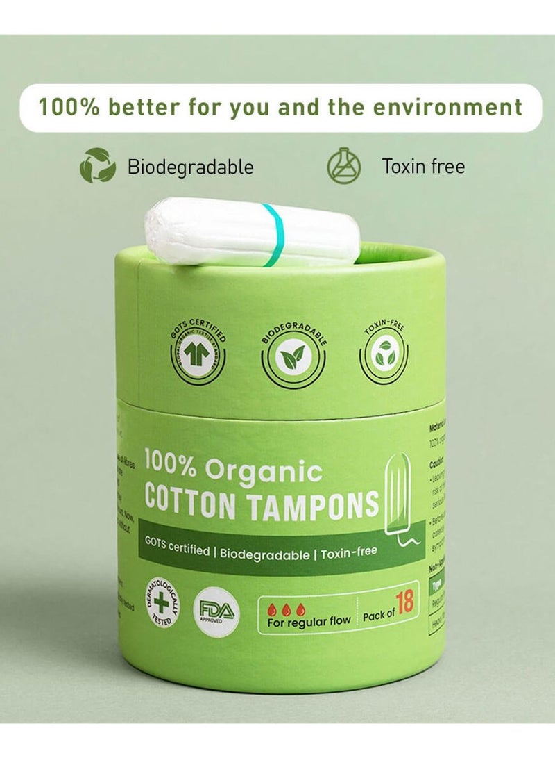 Sirona 100%  Organic Cotton Tampons for Regular Flow - 18 Tampons - Image 2
