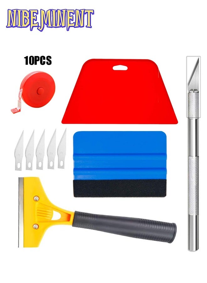 NIBEMINENT 10 Pcs Car Vinyl Wrap Tool Kit Wrap Squeegee Tool Kit Wallpaper Smoothing Tool Kit Felt Squeegee Vinyl Squeegee Tools for Car Wrapping and Install Wallpaper  - Image 1