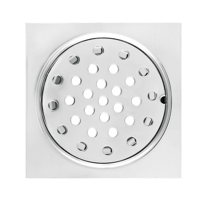 NEW WARE® Square 4x4 Inch Stainless Steel Bathroom Jali/Trap Floor Drain with Chrome Finish Water Drain Grating - Image 1