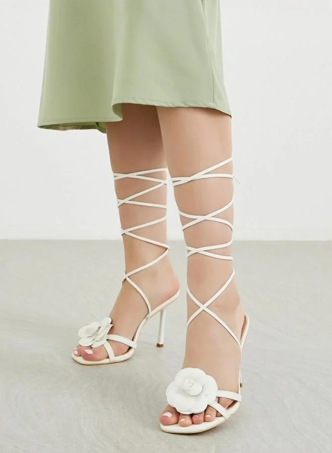 ستايلي Styli Bow Detail Singback Stiletto Heel Sandals