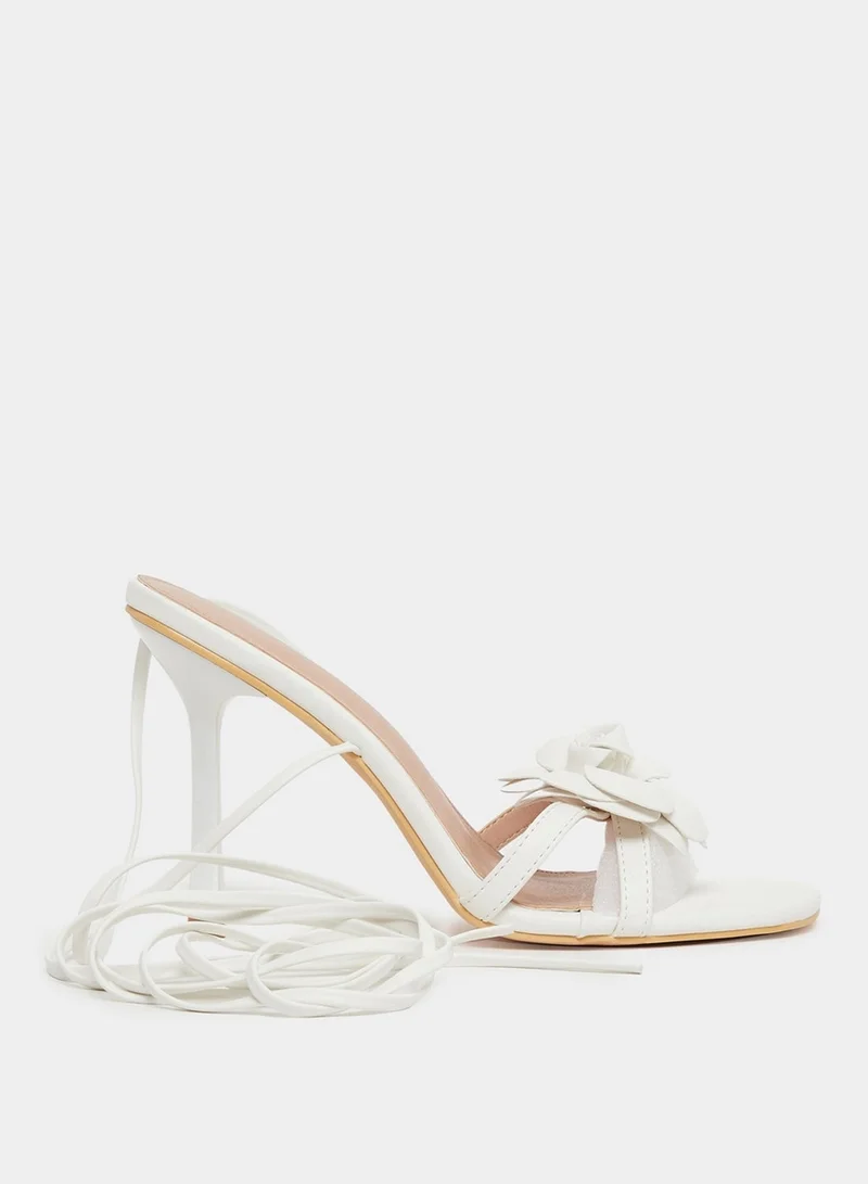 Styli Styli Bow Detail Singback Stiletto Heel Sandals