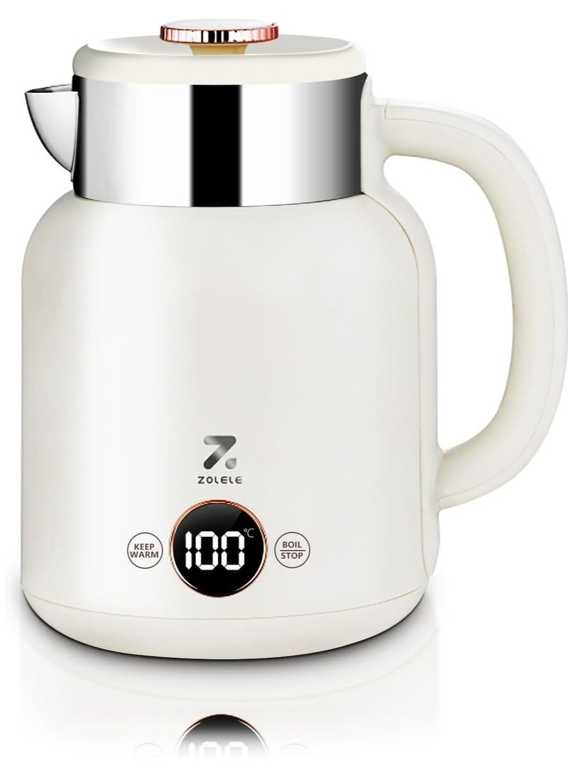 زوليلي غلاية كهربائية ذكية من ZOLELE HK152، غلاية كهربائية لاسلكية بسعة 1.5 لتر، سريعة الغليان، 6 إعدادات لدرجة الحرارة، إيقاف التشغيل التلقائي، مصابيح مؤشر LED - بيضاء - Image 1
