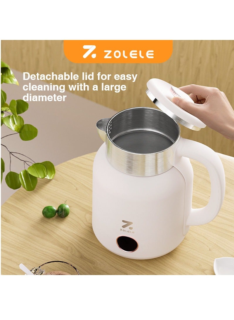 زوليلي غلاية كهربائية ذكية من ZOLELE HK152، غلاية كهربائية لاسلكية بسعة 1.5 لتر، سريعة الغليان، 6 إعدادات لدرجة الحرارة، إيقاف التشغيل التلقائي، مصابيح مؤشر LED - بيضاء - Image 4