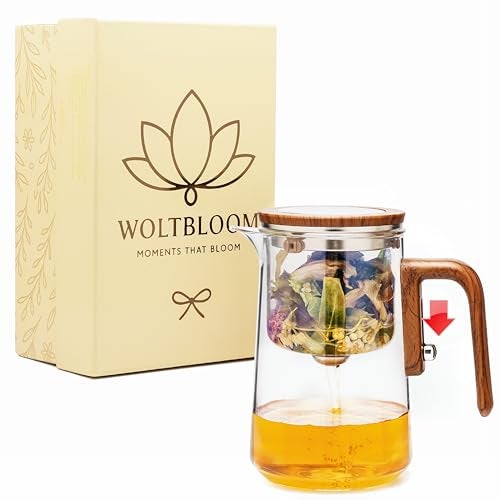 WOLTBLOOM Enchanti Tea Pot - Modern Glass Infuser Teapot - Water Separation Magic Teapot with Heat-Resistant Handle - Elegant Gift Box & Writable Card - Perfect for Loose Leaf Tea - 800 ML (27oz) - Image 1