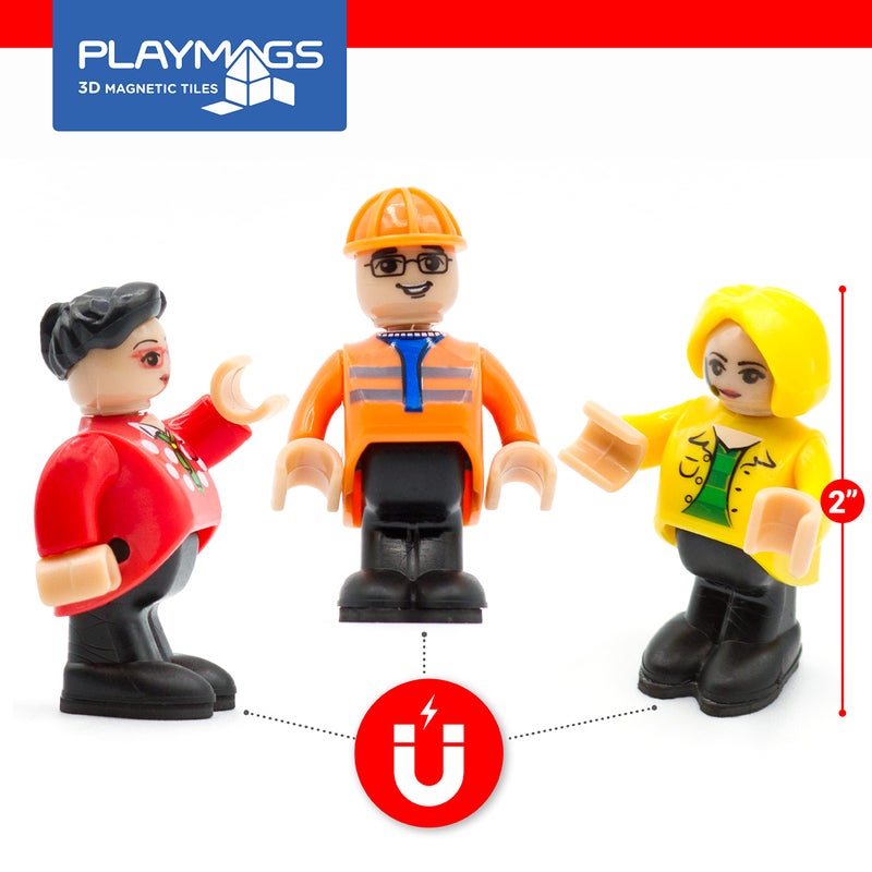 Playmags Magnetic Figures Community Set of 15 Pieces - 2 Inches Play People Perfect for Magnetic Tiles Building Blocks - STEM Learning Toys Children â€“ Magnet Tiles Expansion Accessories Pack - Image 5
