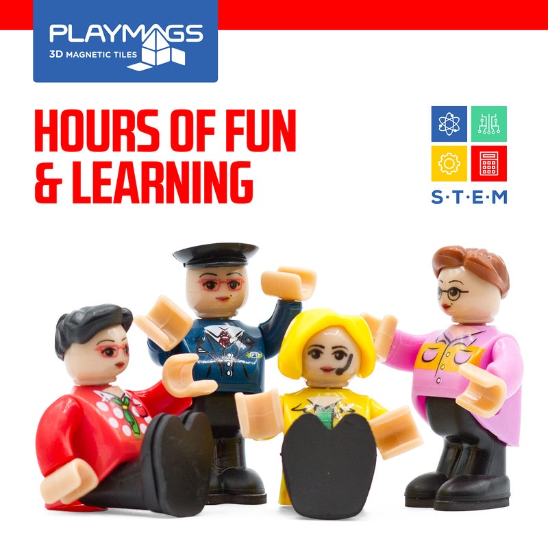 Playmags Magnetic Figures Community Set of 15 Pieces - 2 Inches Play People Perfect for Magnetic Tiles Building Blocks - STEM Learning Toys Children â€“ Magnet Tiles Expansion Accessories Pack - Image 4