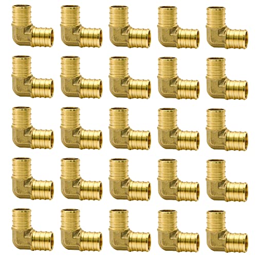 Ruby Q 25 Pack 3/4" PEX Fittings, PEX Elbow Fittings, Brass PEX Fittings for PEX Tubing Pipe - Image 1
