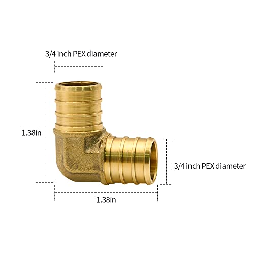 Ruby Q 25 Pack 3/4" PEX Fittings, PEX Elbow Fittings, Brass PEX Fittings for PEX Tubing Pipe - Image 3