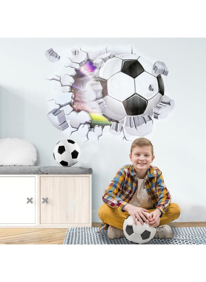 SITAKE 3D Soccer Stickers, Art Ball Soccer Wall Decal for Kids Room, Football Vinyl DIY Soccer Wallpaper for Boys Bedroom Playroom Living Room Window Door Decoration, 19.7 x 24.3in - Image 1