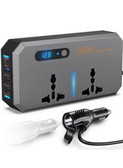 Arabest Car Power Inverter, DC 12/24V to 220V AC Car Inverter,3 USB 1 Type-C Ports Charger Adapter Car Plug Converter with Switch and Current LED Screen, Suitable for Car, SUV & Truck (Sliver Grey)  - Image 1