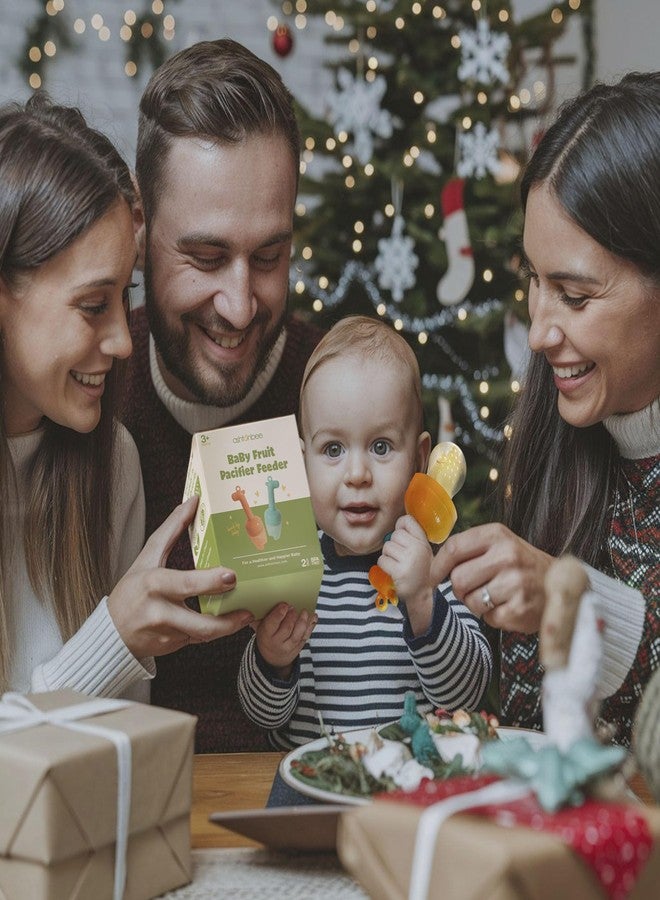 ashtonbee Baby Fruit Feeder, Teething Pacifier for Fruits, Veggies, or Frozen Milk, Food-Grade Silicone Teethers for Babies 6-12 Months, Baby Essentials for Teething Relief - Mango Orange and Berry Blue - Image 3