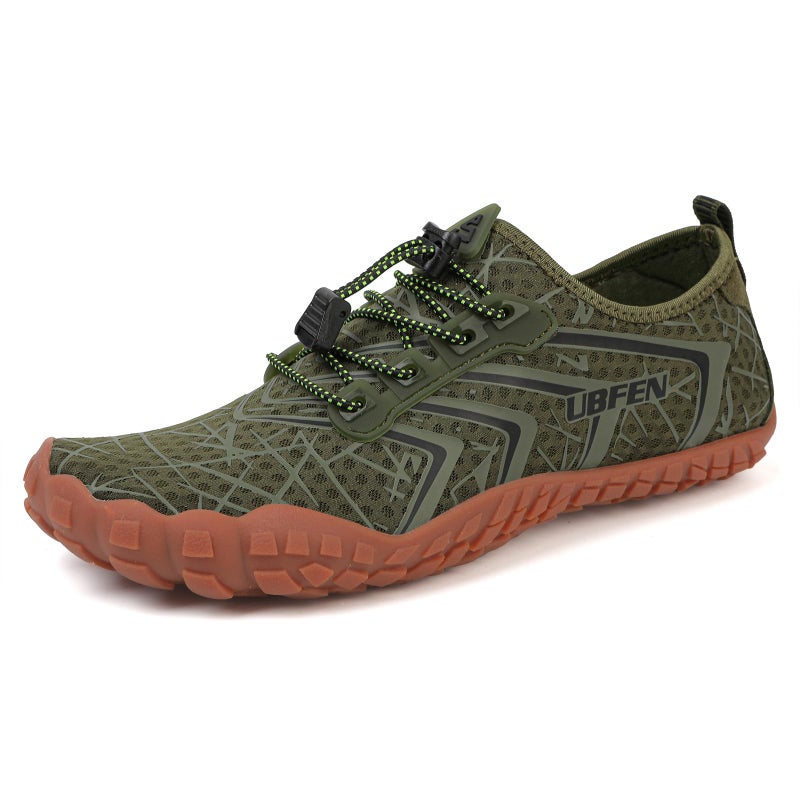 UBFEN Water Shoes Aqua Swim Shoes Mens Womens Beach Sports Quick Dry Barefoot for Boating Fishing Diving Surfing Green Color Size US 9.5 Women 7.5 Men - Image 1